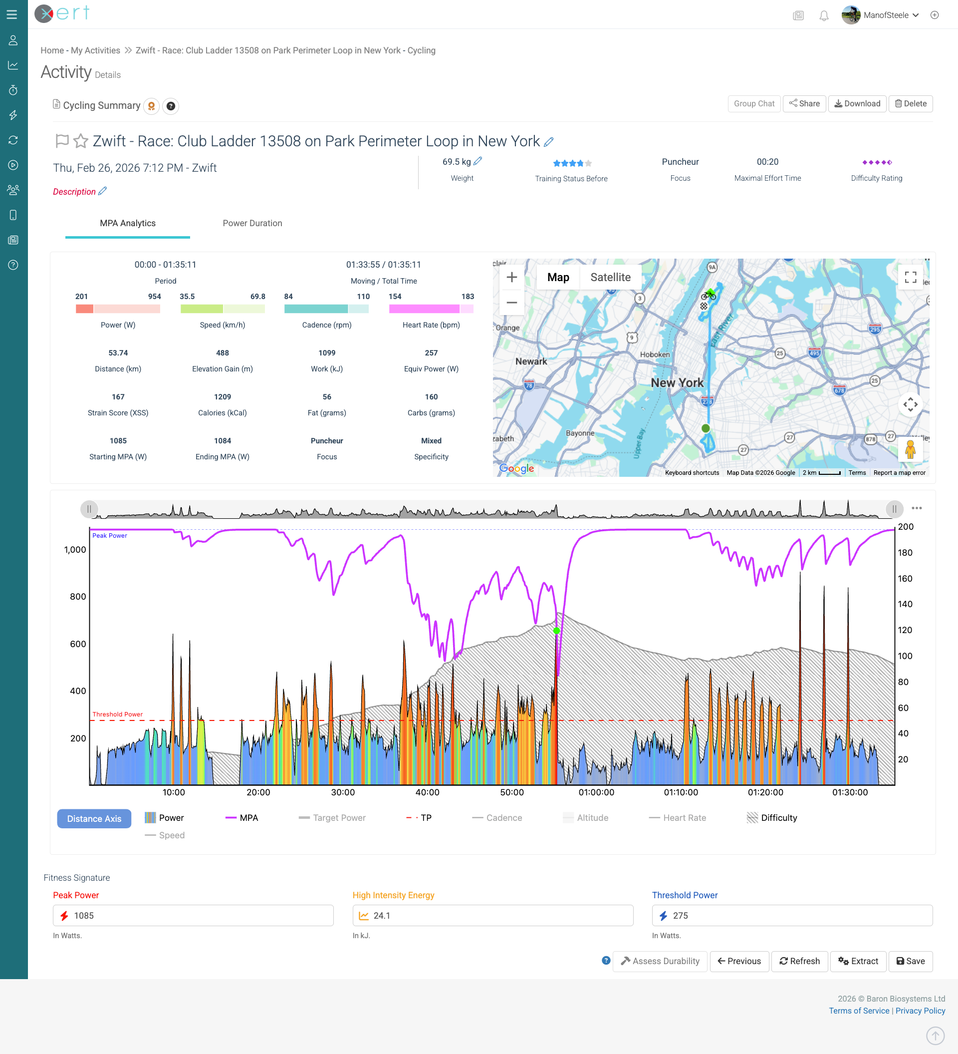 Xert Activity Details Page