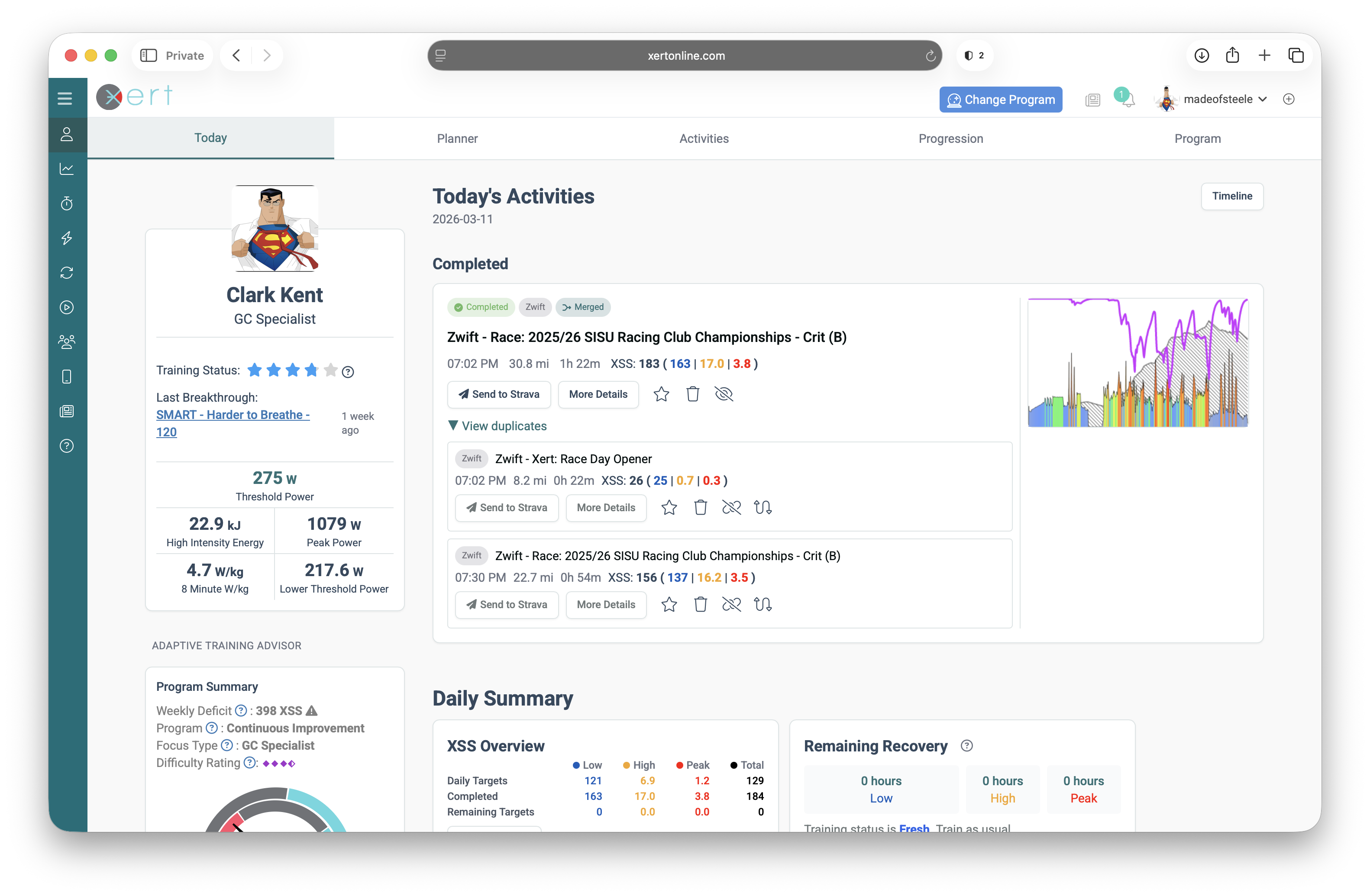 Merged Activities on Today Page